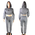 Cheapest Reflective Fall Autumn Hoodie Long Sleeve with Elastic Band Gym Custom Ladies Two Piece Sport Women Sets